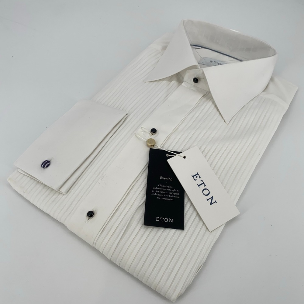 Eton Dress Shirt Men's 16-41 White Stretch Contemporary Fit‎ Collared Button Up